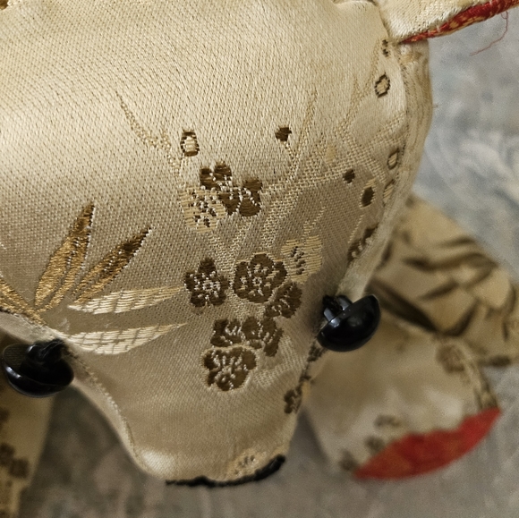 Vintage Embroidered Asian Silk Chinese Plush Teddy Bear Rotating Arms Legs - Picture 4 of 16